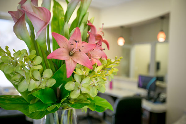  Bouquet of flowers in waiting room at Parkside Dental 